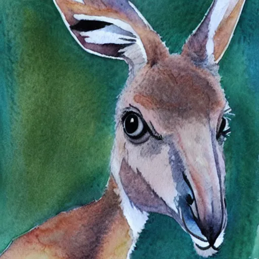 Image similar to kangaroo, watercolor, watercolor art, kangaroo, simple, white background