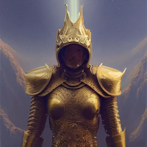 Prompt: gold armor king , matte painting, detailed, elden ring, oil on canvas, by beeple