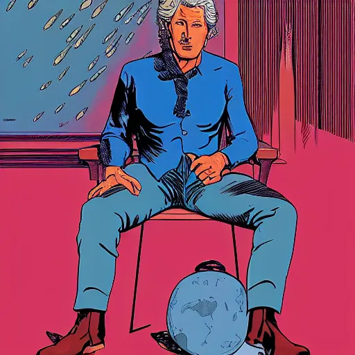 Prompt: richard gere retro minimalist portrait moebius starwatcher comic by jean giraud, 8 k