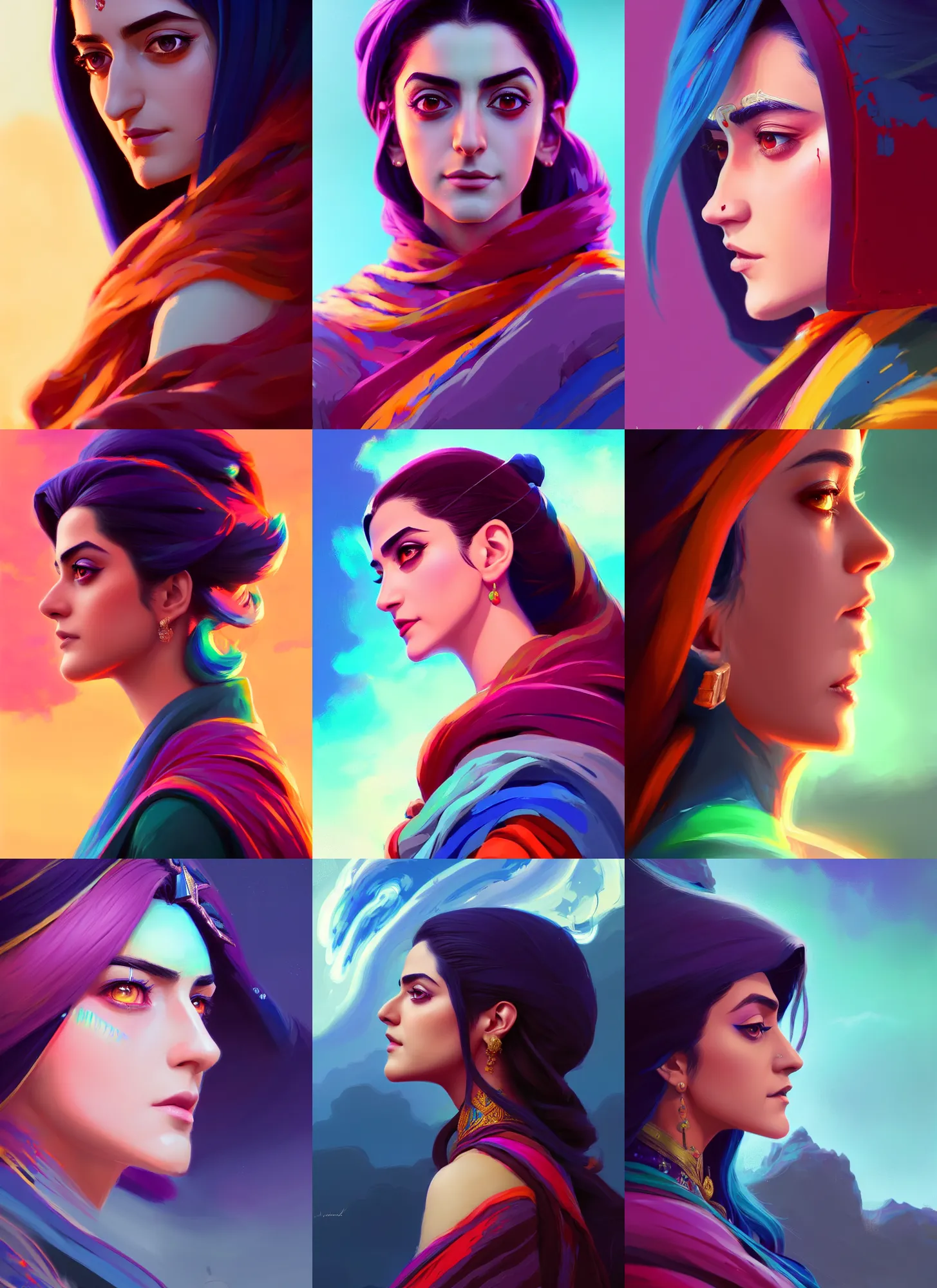 Prompt: side profile centered painted portrait, Maya Ali as a storm sorcerer, colourful, pretty face, intricate eyes, beautiful, elegant, D&D, matte painting, Anime by ilya kuvshinov and Cushart Krentz and Gilleard James, 4k, HDR, Trending on artstation, Behance, award winning