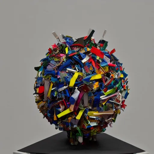 Image similar to A sculpture a 💃 made pure recycle materials trash, By Steve belledin