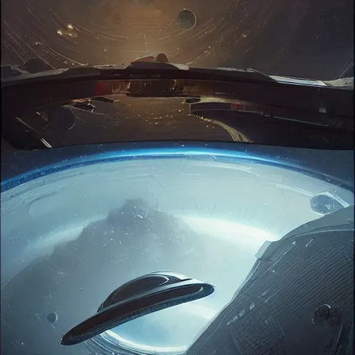 Image similar to concept art of a torus shaped space station by greg rutkowski