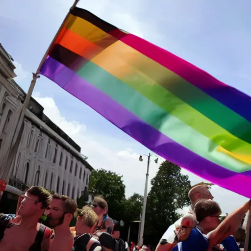 Prompt: the Nazis holding gay pride flags