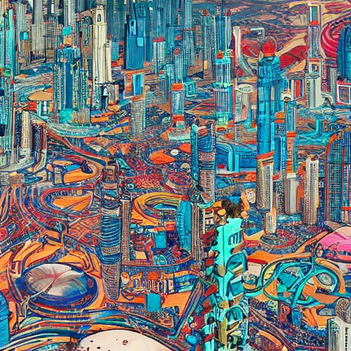 Prompt: gta : dubai, by james jean