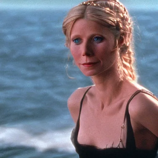 Prompt: A still of Gwyneth Paltrow as Rose from Titanic. Extremely detailed. Beautiful. 4K. Award winning.