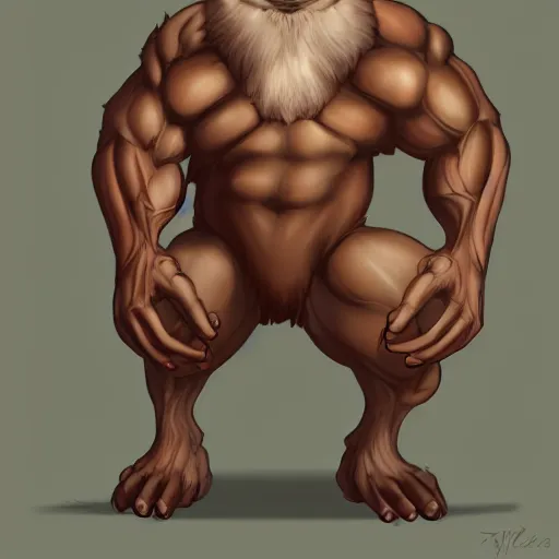 Prompt: a large buff anthropomorphic rat with muscular arms, furry art, anthropomorphic rat, digital painting, artstation, character pin - up, 4 k