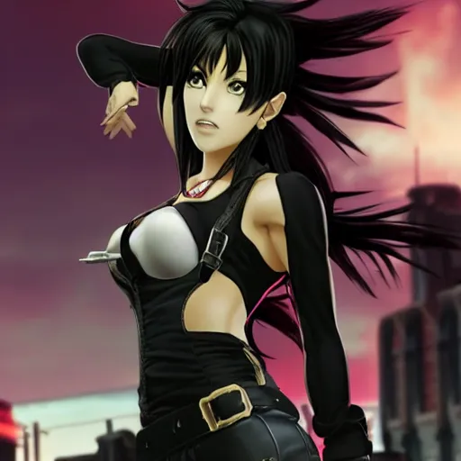 Image similar to tifa lockhart in jojos bizarre adventure