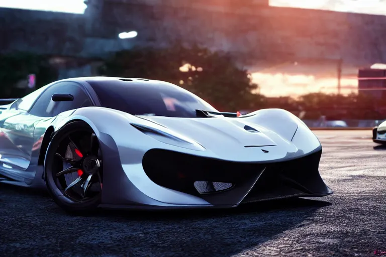 Image similar to photo wallpaper sport car gran turismo 7 forza horizon need for speed fast and furious 5 unreal engine supercar hypercar game concept car octane render, 4 khd 2 0 2 2 3 d cgi rtx style chrome reflexion global illumination ray tracing hdr arstation pixar and disney unreal