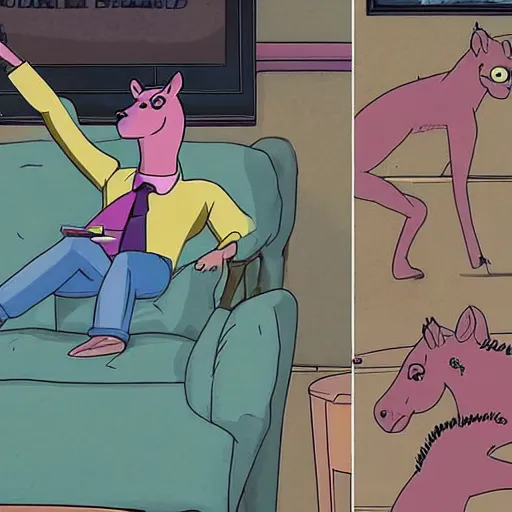 Image similar to Bojack Horseman struck by lightning