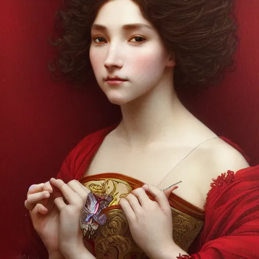 Prompt: portrait of a red bear queen, intricate, elegant, highly detailed, digital painting, artstation, concept art, smooth, sharp focus, illustration, art by artgerm and greg rutkowski and alphonse mucha and william - adolphe bouguereau