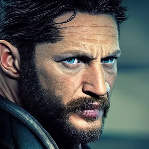 Image similar to Tom Hardy as wolverine 4K quality Photorealism