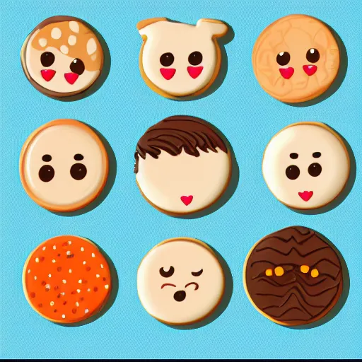 Prompt: cute cookies,vector