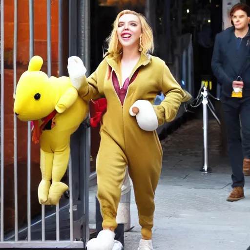 Image similar to scarlett johansson wearing a hamster costume