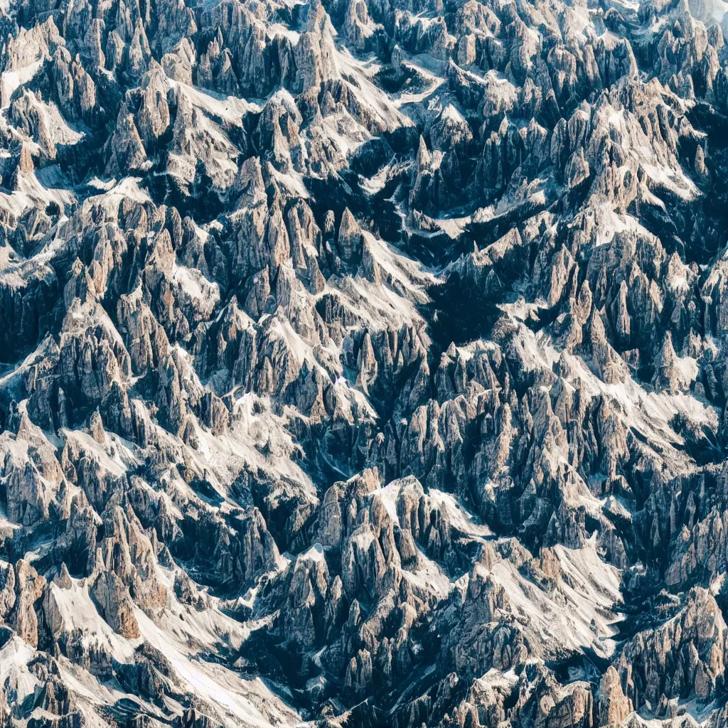 Image similar to swirling dolomites, birds eye view