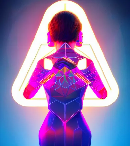 Image similar to symmetry!! latin princess of technology, solid cube of light, hard edges, product render retro - futuristic poster scifi, lasers and neon circuits, beautiful woman latin princess, intricate, elegant, highly detailed, digital painting, artstation, concept art, smooth, sharp focus, illustration, dreamlike, art by artgerm