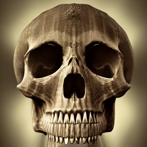 Image similar to an extreme close - up symmetrical portrait of an ornamental bone skull, photographic filter, unreal engine 5, realistic, hyperdetailed, 8 k, cinematic, volumetric lighting, very realistic effect, hd, hdr, 4 k, sharp focus, octane render, ultra detailed, high resolution, trending on artstation in the style of albert dros glowing rich colors powerful imagery