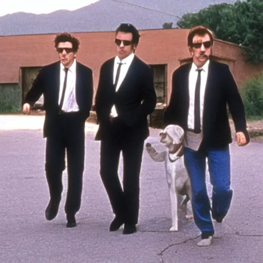 Prompt: reservoir dogs but the actors are dogs