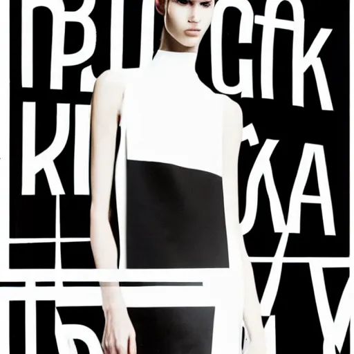 Image similar to black on white editorial cover for balenciaga in style of david rudnick, y 2 k