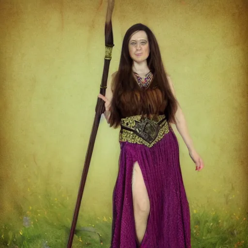 Prompt: full body portrait of beautiful Celtic mystic woman -S