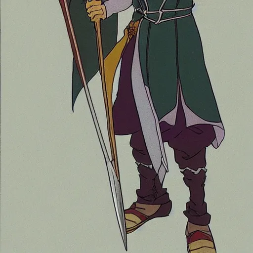 Image similar to legolas from the anime lord of the rings (1986), studio ghibli, very detailed, realistic