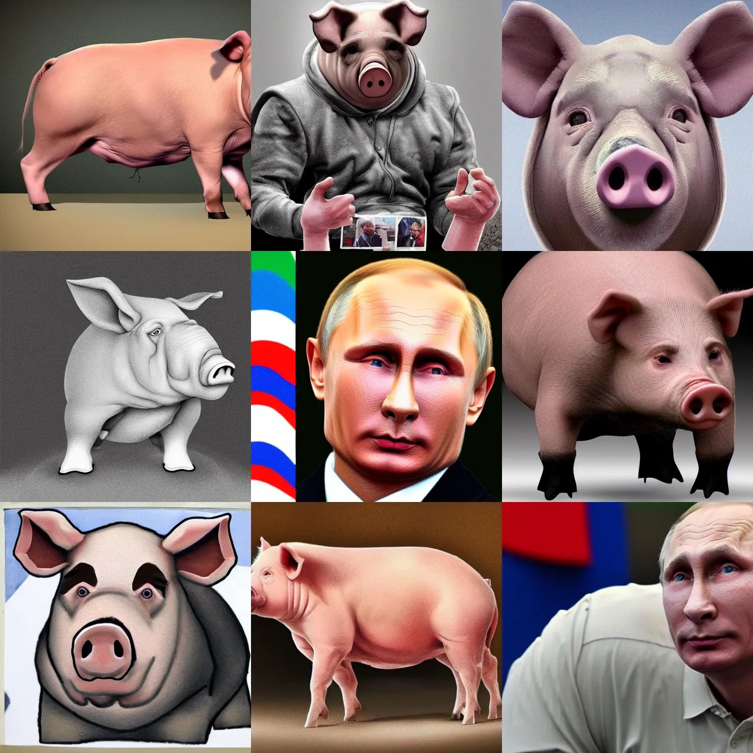 Prompt: vladimir putin as a pig, realistic