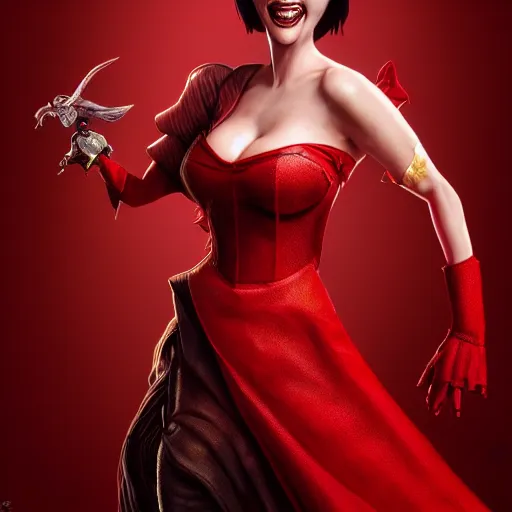 Prompt: an epic fantasy comic book style full body portrait painting of laughing Natalia Oreiro in red dress, elegant, character design by Mark Ryden and Pixar and Hayao Miyazaki, unreal 5, DAZ, hyperrealistic, octane render, cosplay, RPG portrait, dynamic lighting, intricate detail, summer vibrancy, cinematic