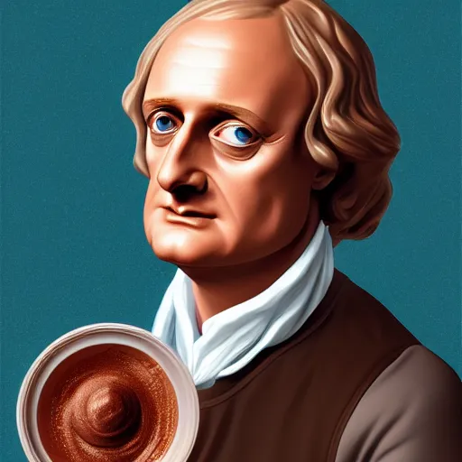 Image similar to isaac newton's face in nutella, hyperdetailed, artstation, cgsociety, 8 k