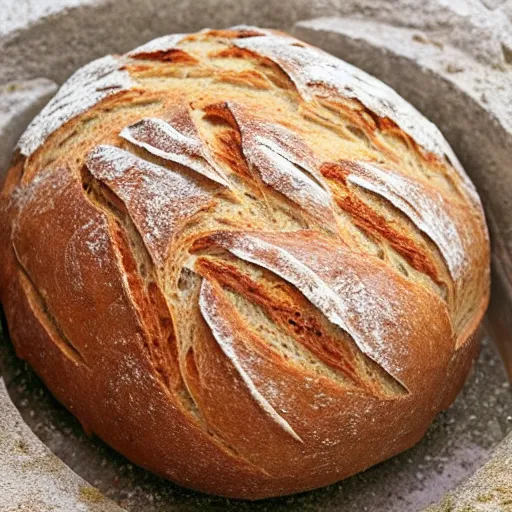 Prompt: Bread inside a traditional oven