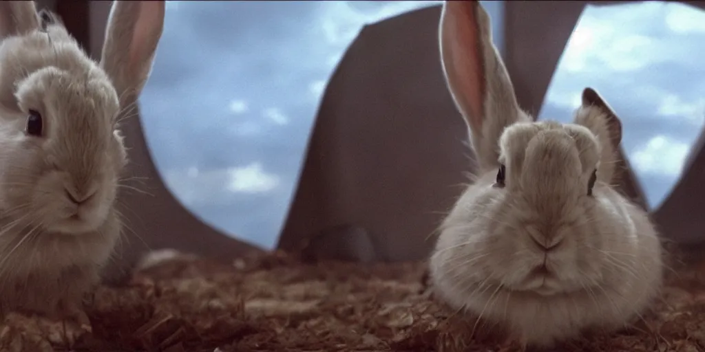 Prompt: a rabbit in the movie star wars screenshot