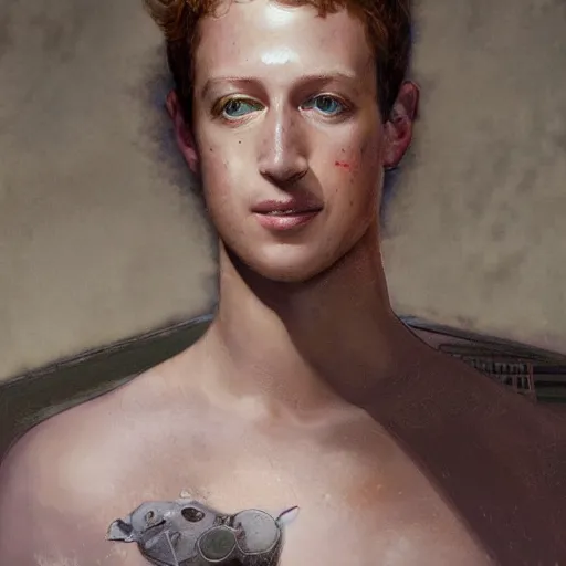 Prompt: An anthropomorphic pickle with the face of Mark Zuckerberg, intricate, highly detailed, digital painting, artstation, oppressive lighting, fashion concept art, sharp focus, illustration, art by greg rutkowski and alphonse mucha