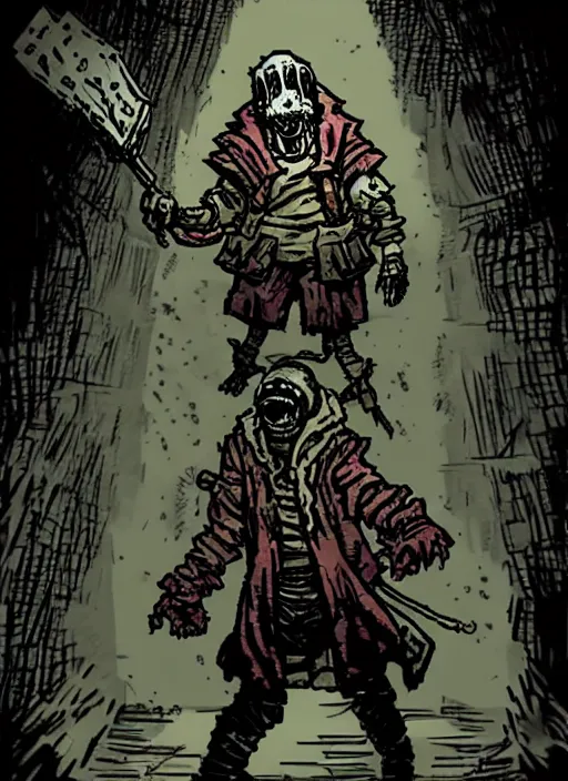 Prompt: concept art of filthy frank as a boss in darkest dungeon, highly detailed, dark atmosphere, cosmic horror, body horror, lovecraft mythos, key character poster