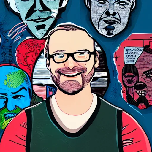 Image similar to portrait of comic book artist male Kelsey Shannon