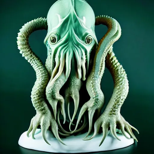 Image similar to a porcelain sculpture of cthulhu product shot