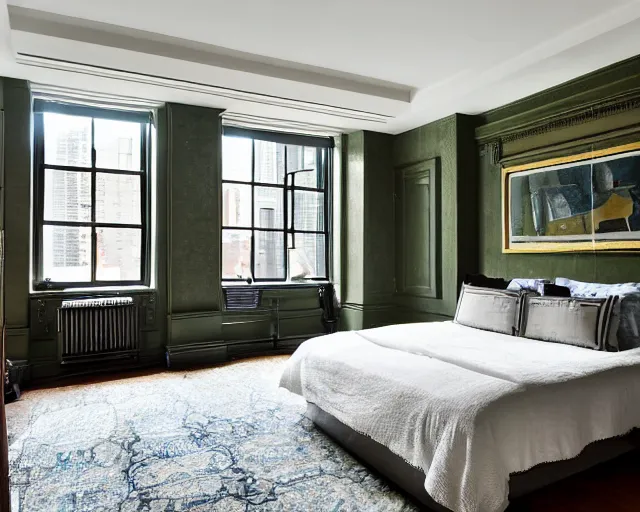 Image similar to open bedroom in new york city.