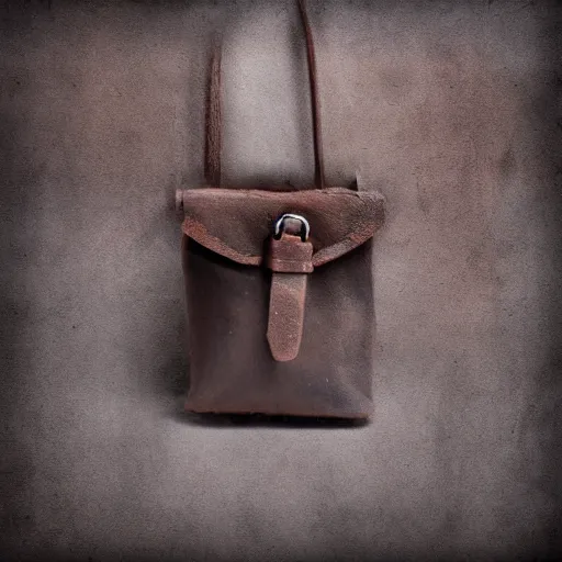 Prompt: a small leather bag, fantasy, blank background, studio lighting, digital art