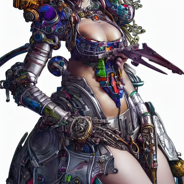 Prompt: studio portrait of lawful good colorful female holy mecha paladin absurdly beautiful, elegant, young thin bikini model, ultrafine hyperrealistic detailed face illustration by kim jung gi, irakli nadar, intricate linework, sharp focus, bright colors, matte, octopath traveler, final fantasy, unreal engine highly rendered, global illumination, radiant light, intricate environment