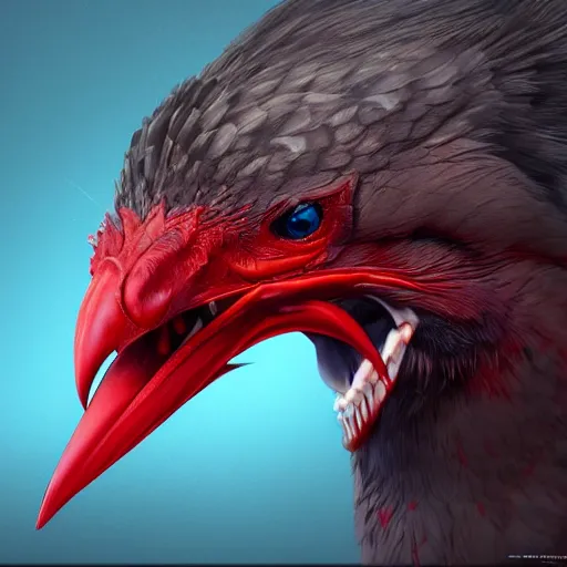 Image similar to A bird with the thirst for blood, hyperdetailed, artstation, cgsociety, 8k