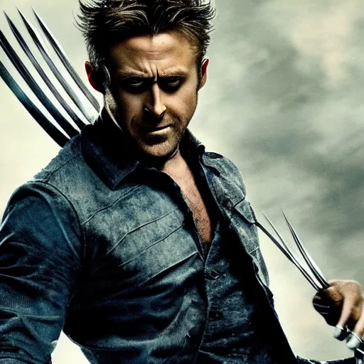 Image similar to Ryan Gosling as wolverine from The Wolverine 2013 movie still