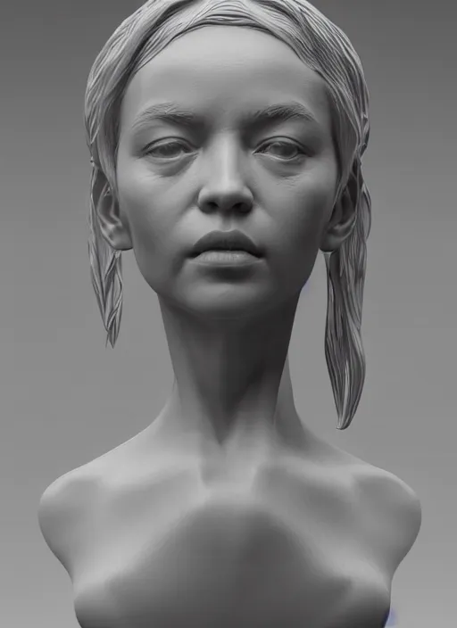 Prompt: 3D resin miniature sculpture by Luo Li Rong, white woman, prefect symmetrical face, academic art, realistic, 8K, Introduction factory photo, Product Introduction Photo, Hyperrealism. Subsurface scattering, raytracing, Octane Render, Zbrush, simple background