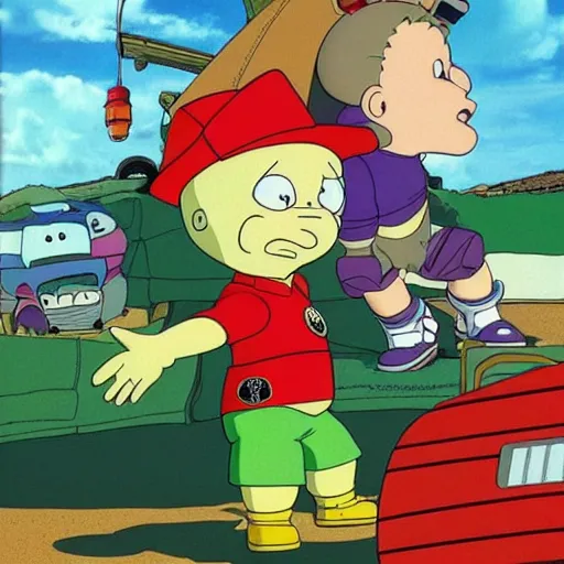 Prompt: Michael Chiklis as Tommy Pickles in Live action Rugrats movie poster, realisitic, detailed