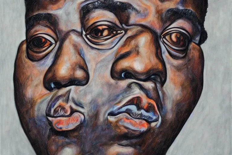 Image similar to a realistic portrait of biggie smalls in style of egon schiele, masterpiece, hyperdetailed, complex, intricate, 4 k, trending on artstation