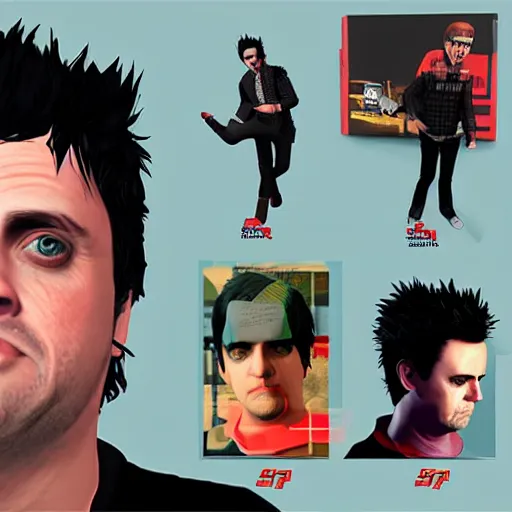 Prompt: Billie Joe Armstrong as a gta5 character, video game art, cover art, grand theft auto