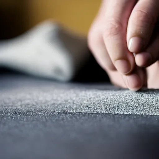 Prompt: photo of a woman using sandpaper to rub her eyes, sharp focus