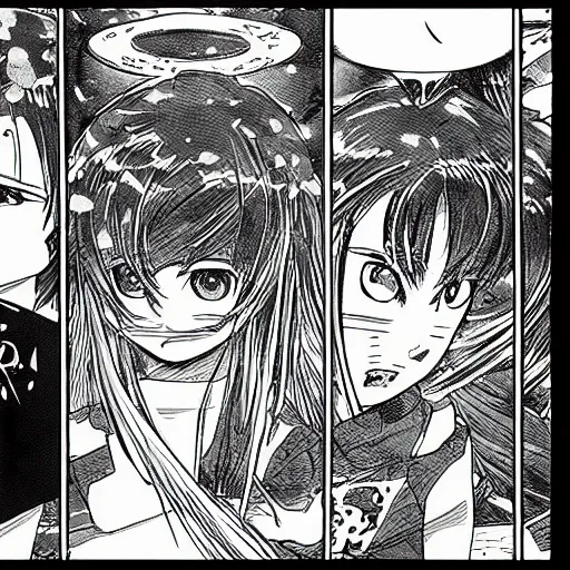 Image similar to panel from a manga , high detail