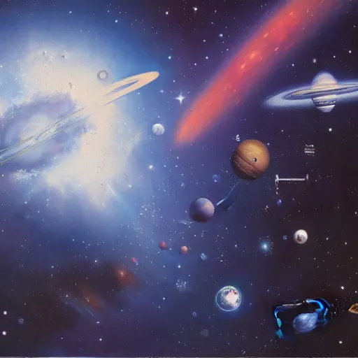 Image similar to space, nebula, planets, spacecraft, john berkey, nasa