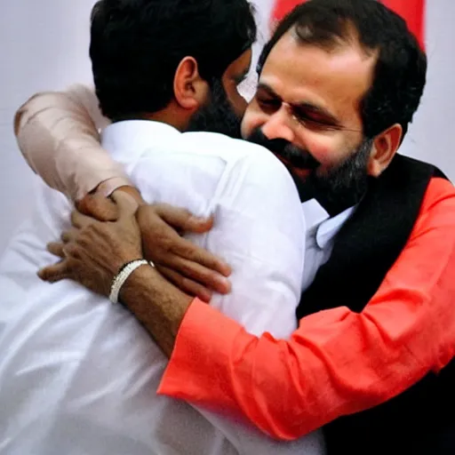 Image similar to nerendra modi hugging Rahul Gandhi