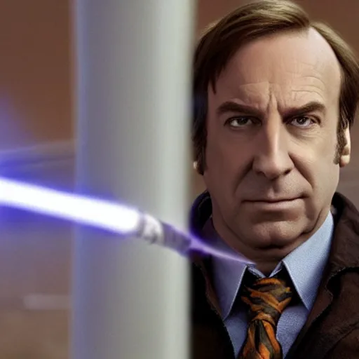 Image similar to saul goodman as a jedi knight