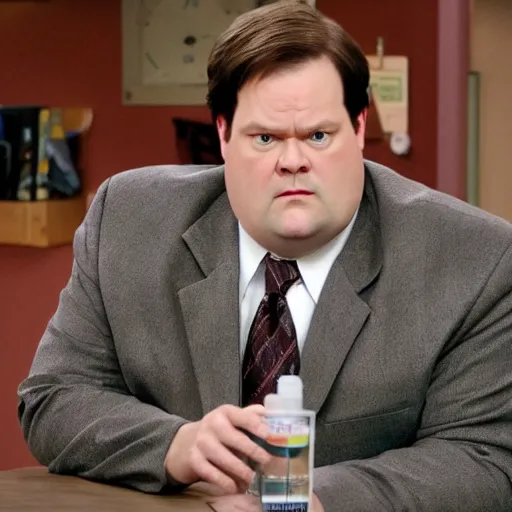 Image similar to dwight schrute pretending to be brian baumgartner