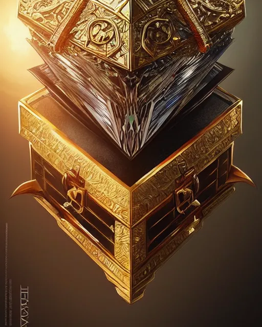 Image similar to A living treasure chest with sharp teeth, highly detailed, intricate crystals, sharp focus, interior design art by Artgerm and Greg Rutkowski and WLOP
