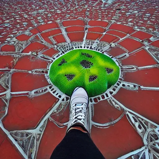 Image similar to epic photo giant kiwi standing on red square